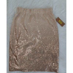 CREMIEUX SIZE XS METALLIC SEQUIN IVORY ROSE AIDA LINED PENCIL SKIRT HOLIDAY NWT